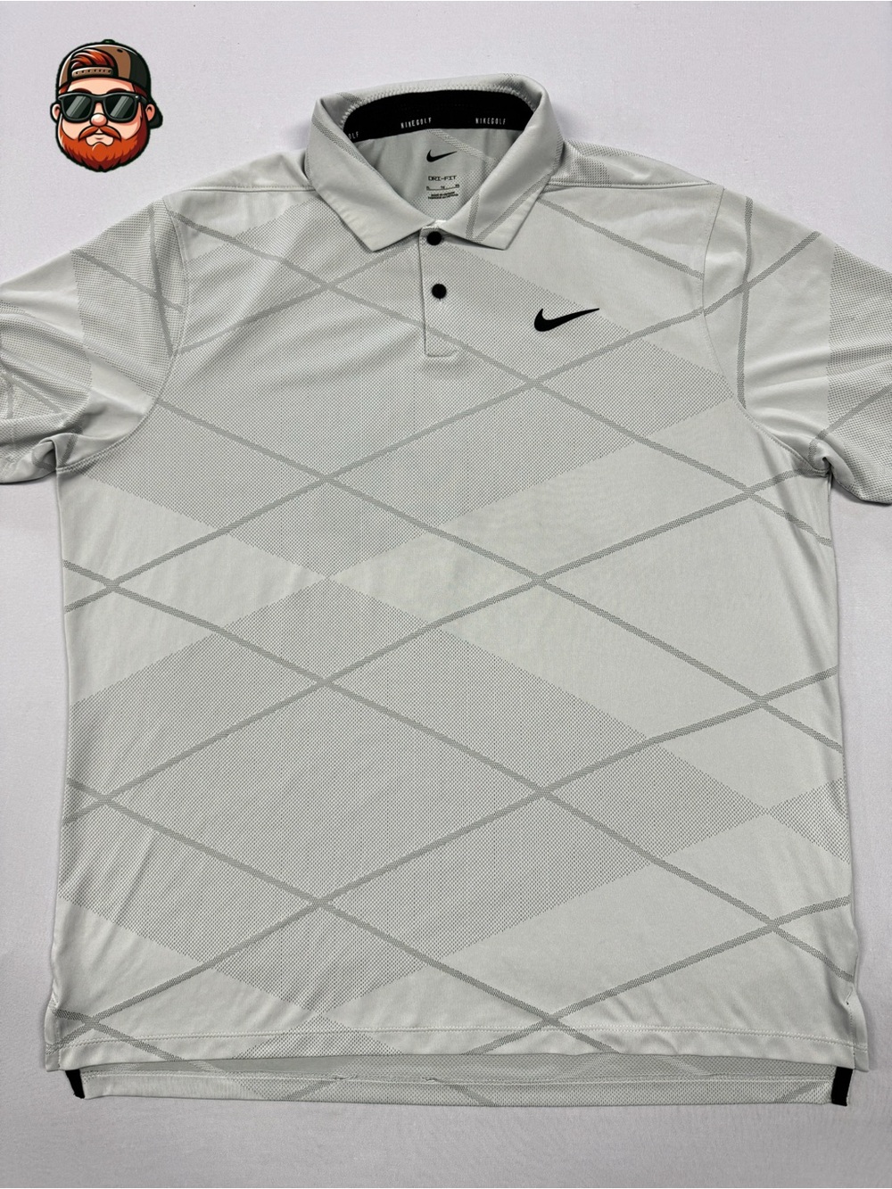 Nike Men's Dri-Fit Golf Polo Shirt Grey Geometric Pattern, Size XL